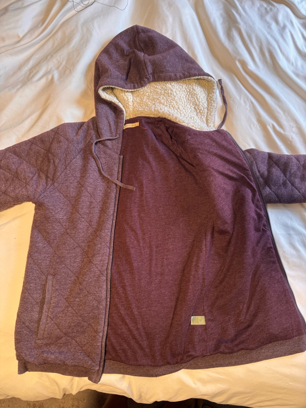 Alternative Quilted Jacket in Plum with Sherpa Trim